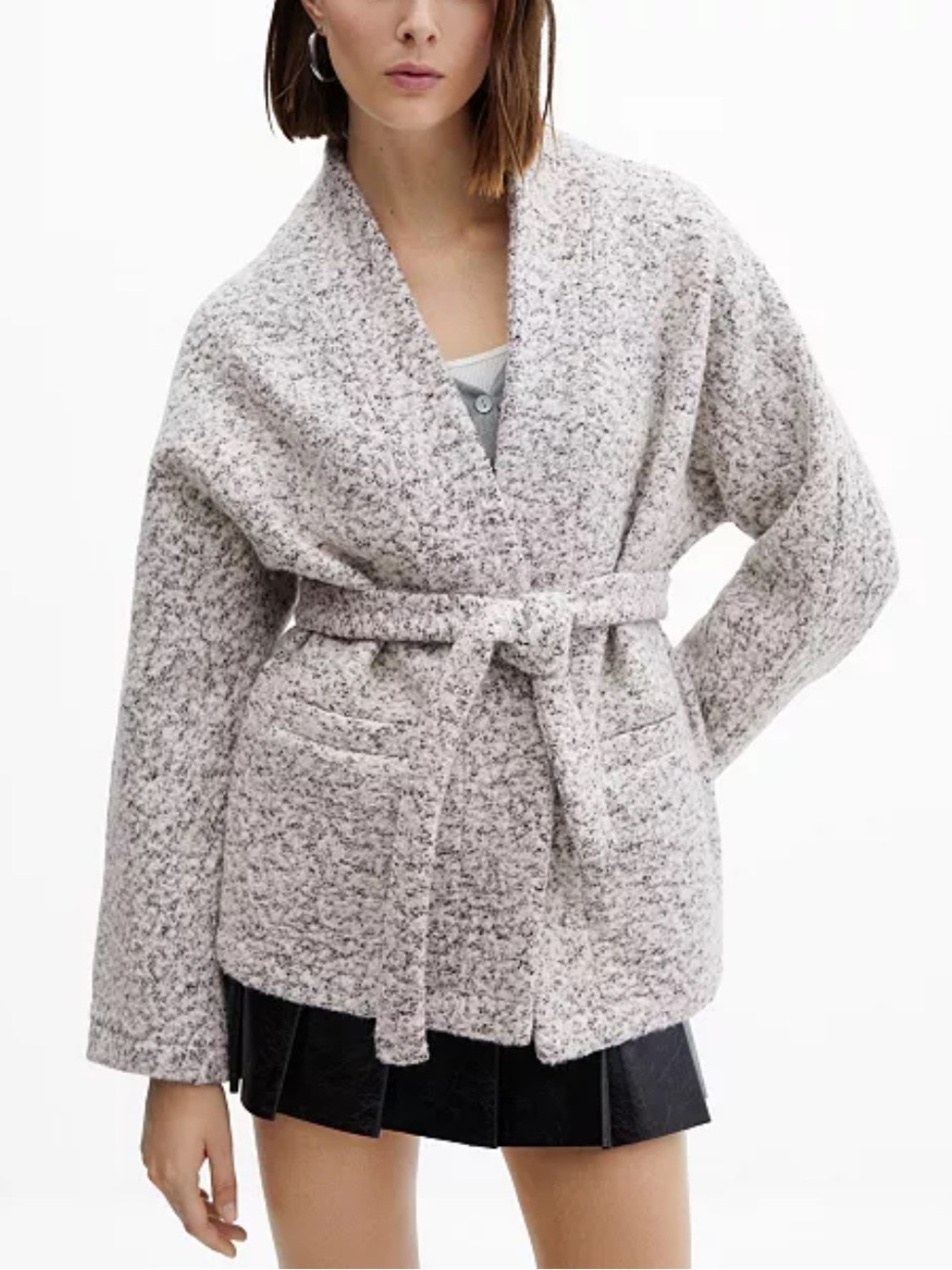 Mango Wool-Blend Jacket with Belt